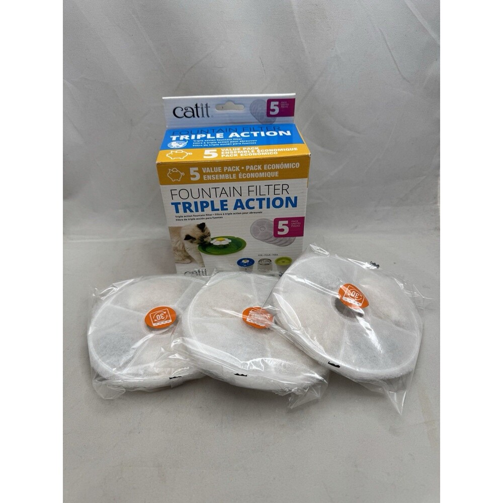 Catit Lot of 3 Fountain Triple Action Drinking Water Filters 43746 Not full box